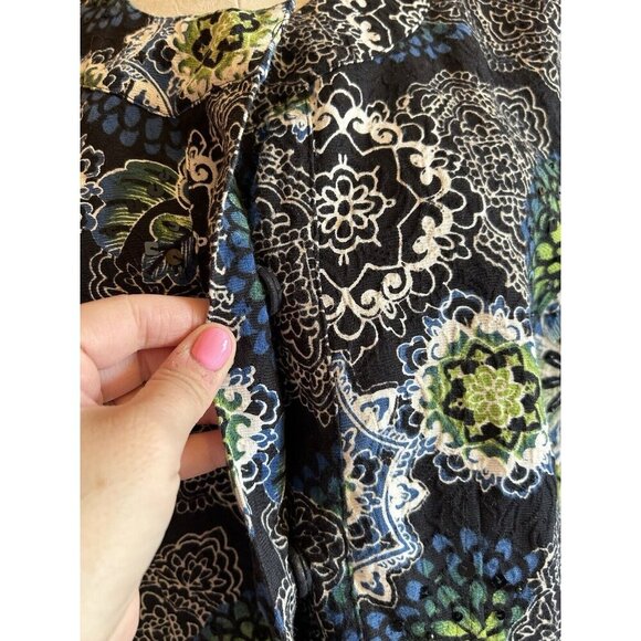 Chico's Printed Mandalla Jacket Blazer Black Long Sleeve Sequins Sz 2 (L) - Picture 5 of 10
